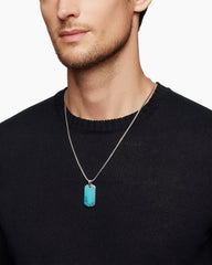 Chevron Tag in Sterling Silver with Turquoise, 35mm