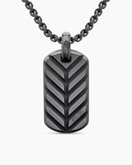 Chevron Tag in Black Titanium with Diamonds, 35mm