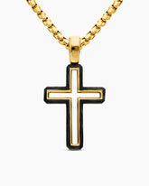 Forged Carbon Cross Pendant in 18K Yellow Gold, 24mm