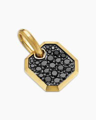 Octagonal Amulet in 18K Yellow Gold with Black Diamonds, 15mm