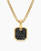 Octagonal Amulet in 18K Yellow Gold with Black Diamonds, 15mm