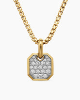 Octagonal Amulet in 18K Yellow Gold with Diamonds, 15mm