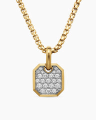 Octagonal Amulet in 18K Yellow Gold with Diamonds, 15mm