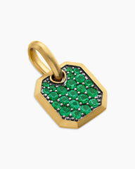 Octagonal Amulet in 18K Yellow Gold with Emeralds, 15mm