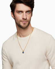 Octagonal Amulet in 18K Yellow Gold with Sapphires, 15mm