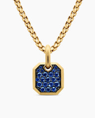Octagonal Amulet in 18K Yellow Gold with Sapphires, 15mm