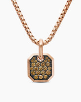 Octagonal Amulet in 18K Rose Gold with Cognac Diamonds, 15mm