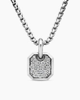 Octagonal Amulet in 18K White Gold with Diamonds, 15mm