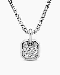 Octagonal Amulet in 18K White Gold with Diamonds, 15mm
