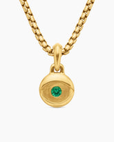 Evil Eye Amulet in 18K Yellow Gold with Emerald, 14.5mm