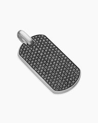 Chevron Tag in Sterling Silver with Black Diamonds, 42mm