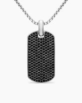 Chevron Tag in Sterling Silver with Black Diamonds, 42mm