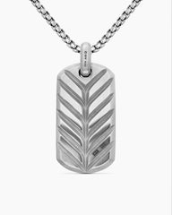 Chevron Tag in Sterling Silver with Diamonds, 42mm