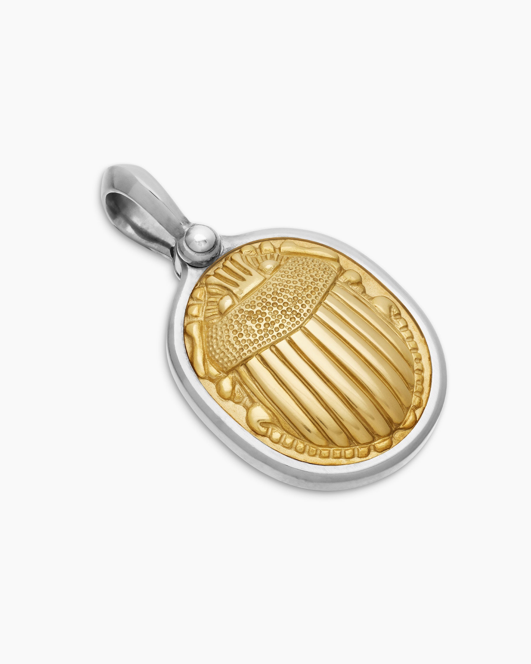 Petrvs® Scarab Amulet in Sterling Silver with 18K Yellow Gold, 24mm