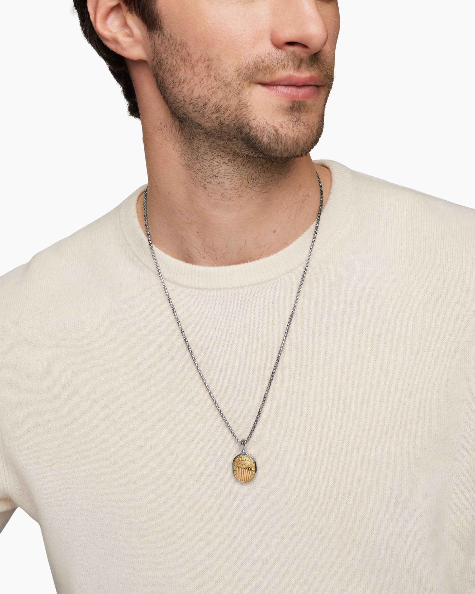 Petrvs® Scarab Amulet in Sterling Silver with 18K Yellow Gold, 24mm