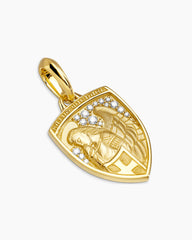 St. Michael Amulet in 18K Yellow Gold with Diamonds, 26mm