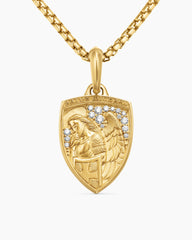 St. Michael Amulet in 18K Yellow Gold with Diamonds, 26mm