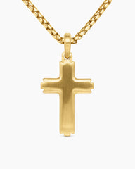 Cross Pendant in 18K Yellow Gold with Diamonds, 34mm