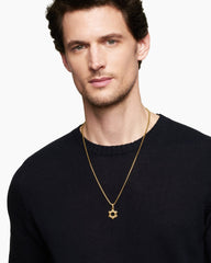 Deco Star of David Pendant in 18K Yellow Gold, 19.5mm
