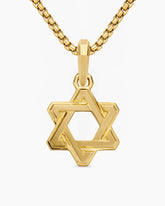 Deco Star of David Pendant in 18K Yellow Gold, 19.5mm