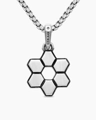 Deco Star of David Pendant in Sterling Silver with Black Diamonds, 19.5mm