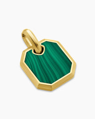Octagonal Amulet in 18K Yellow Gold with Malachite, 15mm