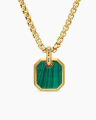 Octagonal Amulet in 18K Yellow Gold with Malachite, 15mm