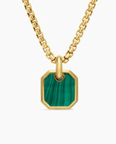 Octagonal Amulet in 18K Yellow Gold with Malachite, 15mm