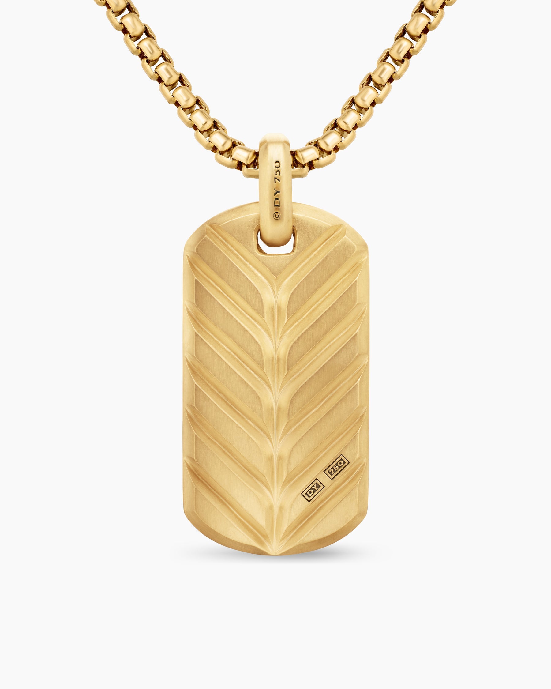 Chevron Tag in 18K Yellow Gold, 35mm