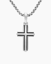 Deco Cross Pendant in Sterling Silver, 27mm