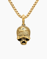 Memento Mori Skull Amulet in 18K Yellow Gold with Pavé Black Diamonds, 18mm