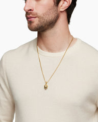 Memento Mori Skull Amulet in 18K Yellow Gold with Pavé Black Diamonds, 18mm