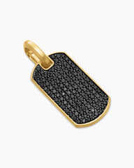 Chevron Tag in 18K Yellow Gold with Black Diamonds, 27mm