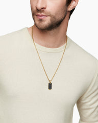 Chevron Tag in 18K Yellow Gold with Black Diamonds, 27mm