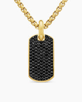 Chevron Tag in 18K Yellow Gold with Black Diamonds, 27mm