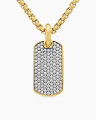 Chevron Tag in 18K Yellow Gold with Diamonds, 27mm