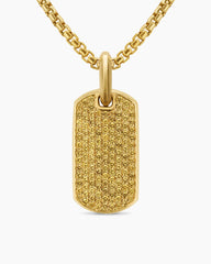 Chevron Tag in 18K Yellow Gold with Yellow Sapphires, 27mm
