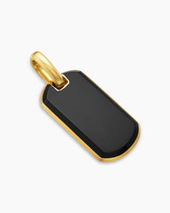 Chevron Tag in 18K Yellow Gold with Black Onyx, 27mm