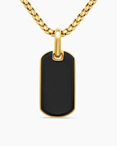 Chevron Tag in 18K Yellow Gold with Black Onyx, 27mm