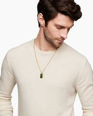 Chevron Tag in 18K Yellow Gold with Nephrite Jade, 27mm