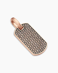 Chevron Tag in 18K Rose Gold with Cognac Diamonds, 27mm