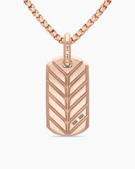 Chevron Tag in 18K Rose Gold with Cognac Diamonds, 27mm