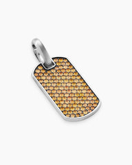 Chevron Tag in Sterling Silver with Orange Sapphires, 27mm