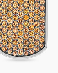 Chevron Tag in Sterling Silver with Orange Sapphires, 27mm