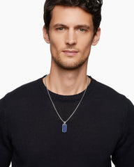 Chevron Tag in Sterling Silver with Sapphires, 27mm