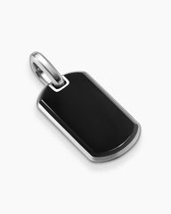 Chevron Tag in Sterling Silver with Black Onyx, 27mm
