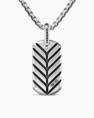 Chevron Tag in Sterling Silver with Black Onyx, 27mm