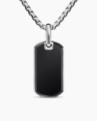 Chevron Tag in Sterling Silver with Black Onyx, 27mm