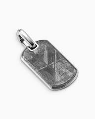 Chevron Tag in Sterling Silver with Meteorite, 27mm