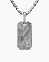 Chevron Tag in Sterling Silver with Meteorite, 27mm
